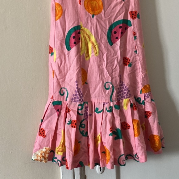 Vintage Janet Russo Nantucket Pink Fruit Pattern Cotton Sundress - Picture 2 of 9